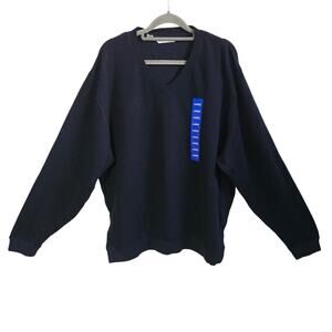 Cutter & Buck Mens Size L VNeck Pullover Sweater Solid Navy Blue 100% Cotton NWT